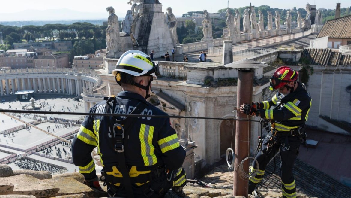 Vatican Installs Iconic Chimney to Herald the Election of the Next Pope