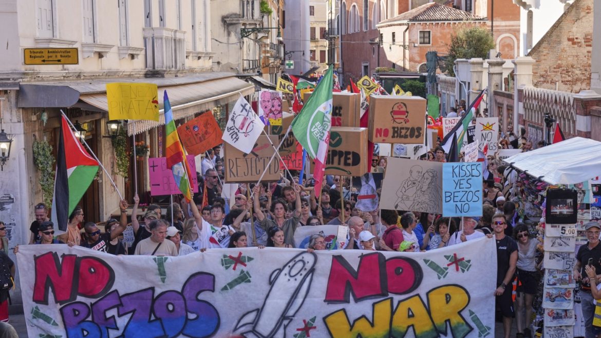 Protesters Oppose Bezos’ Venice Wedding